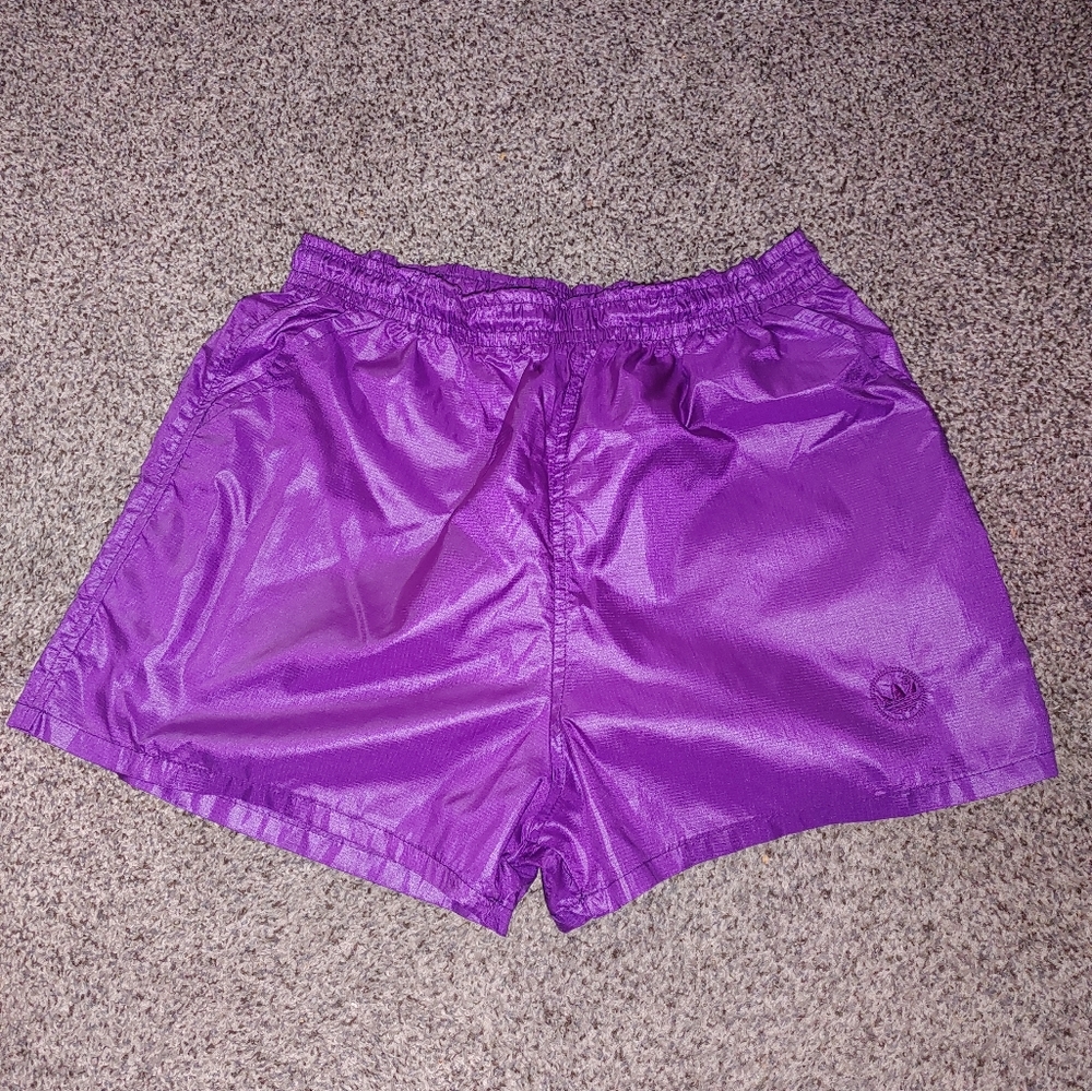 Adidas purple vintage nylon shorts M